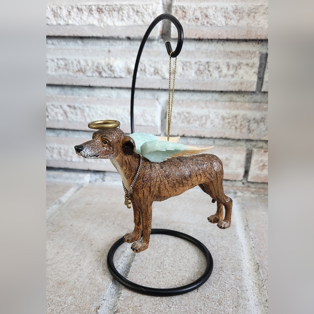 Greyhound/Whippet Angel with Halo Hanging Ornament with stand